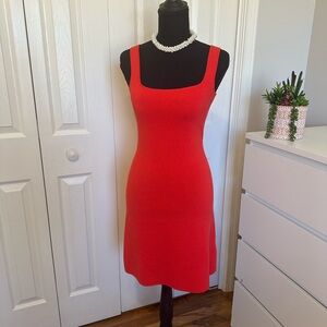J. Crew Square Neck Red Mini Sweater Dress Sleeveless Size XXS